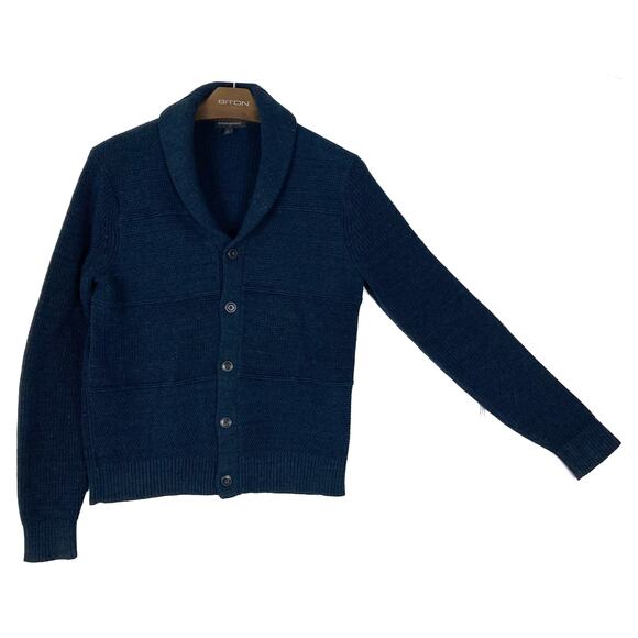 Nwot BANANA REPUBLIC Cardigan Sweater Men M Navy Knit Shawl-Collar Long-Slv